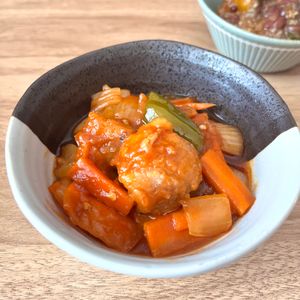 1048918の作ってみた!投稿(揚げない夏野菜酢豚)