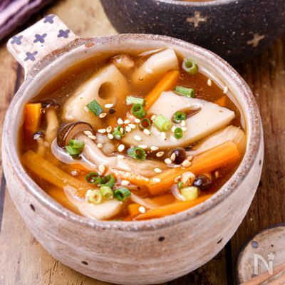【きのこと根菜のとろみ和風スープ】ほっこり和風な簡単スープ♪