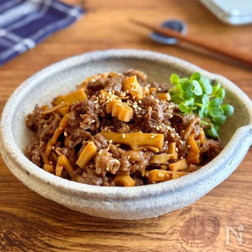 旬を味わう♪パパッと簡単【牛肉とたけのこの甘辛炒め煮】