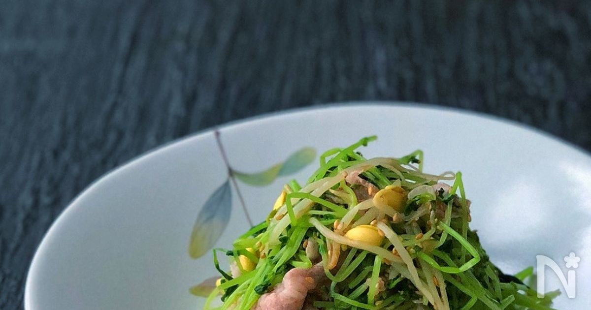 キッチンバサミだけで！＊豆苗と豆もやしと豚しゃぶのナムル風＊