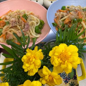 そら・ゆずの作ってみた!投稿(がつんとウマい！【ベーコンとピーマンのガリバタ焼きうどん】)