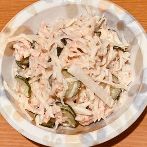 すみれの作ってみた!投稿(副菜にもおつまみにも◎『大根の和風ツナマヨサラダ』)