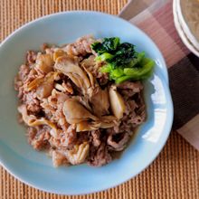 【下味冷凍】牛肉とまいたけの簡単やわらか煮