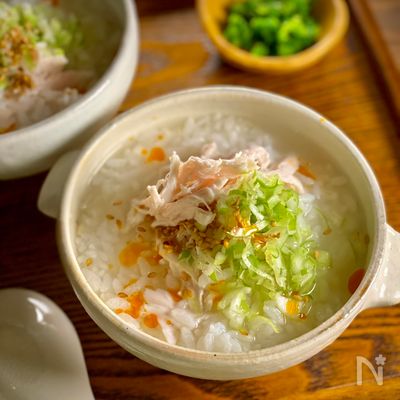 レンジで簡単【旨塩鶏だし雑炊】