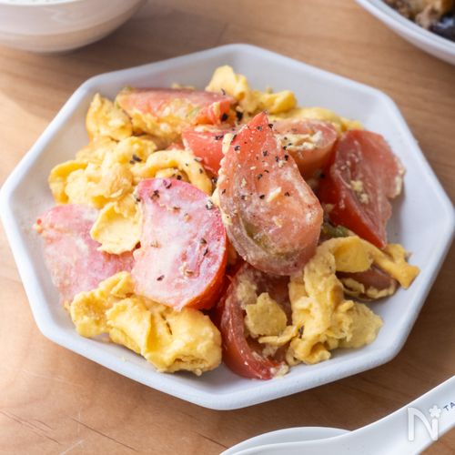 【マヨでふわとろ】味付け一発!トマトと玉子の中華炒め