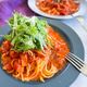 フライパン１つで作る
水菜とベーコンのトマトクリームパスタ