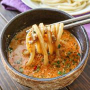 【レンジで5分！濃厚担々つけ汁うどん】簡単にすぐできる♡
