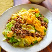 【ひき肉とキャベツのとろ卵オイスター炒め】#中華炒め