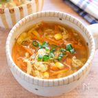 【にんじんとコーンのふわたま中華スープ】簡単！煮るだけ♪