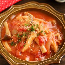 鶏肉とエリンギのトマトクリームシチュー【米粉で簡単！】