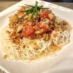 379305の作ってみた!投稿(大豆ミートのおいしさ大発見！トマトのバジル風味そうめん)