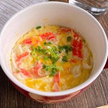【レンジ2分】カップでお手軽！「カニカマチーズ茶碗蒸し」