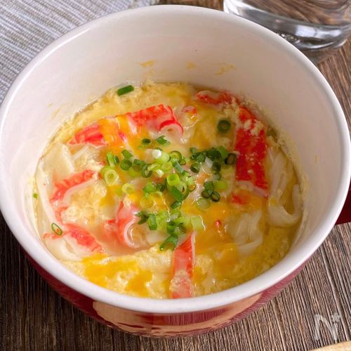 【レンジ2分】カップでお手軽!「カニカマチーズ茶碗蒸し」