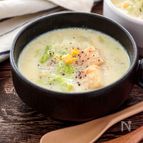 やさしい甘さとクリーミー感♪白菜とコーンの厚揚げ豆乳スープ