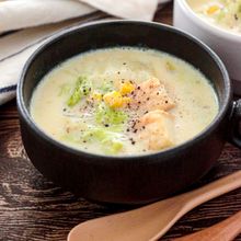 やさしい甘さとクリーミー感♪白菜とコーンの厚揚げ豆乳スープ
