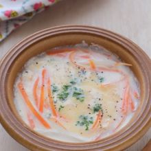 女性の美容健康に！レンジで。にんじんのチーズミルクスープ