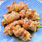 ボリューム満点♪蒲焼きのタレ風♪アスパラとウィンナーの肉巻き