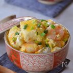 絹揚げ豆腐の海老玉丼