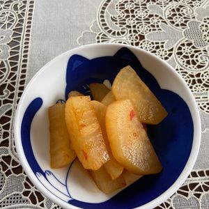 万福の作ってみた!投稿(レンジで5分！【ピリ辛大根煮】時短で味染み♩)