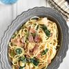 【さつまいもとベーコンの豆乳クリームパスタ】