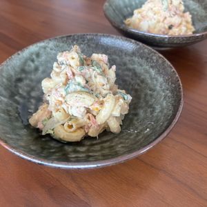 こむぎの作ってみた!投稿(玉子とツナマヨのとろとろこってりマカロニサラダ😘🥗)