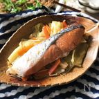 『ヘルシーおかず♡』塩鮭とキャベツの蒸しぽん酢