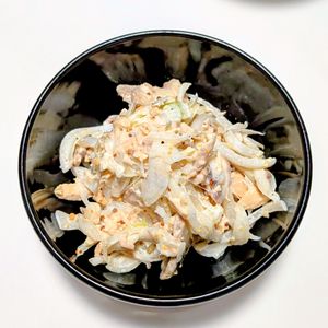 ごんべすの作ってみた!投稿(【新玉ねぎとマッシュルームの粒マスツナマヨサラダ】最高！！)
