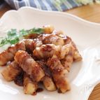 隠し味にオイスター♡長芋の豚ばら巻きハニーマスタードソース