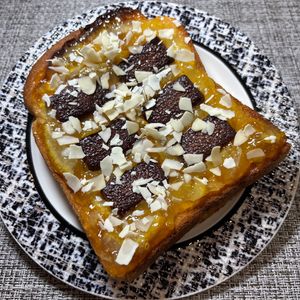 楽ラク手抜キッチン🐶🐾の作ってみた!投稿(この組合せはクセになる!オレンジ焼きチョコトースト)