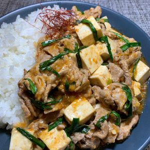 楽ラク手抜キッチン🐶🐾の作ってみた!投稿(10分完成！【豚こま麻婆豆腐丼】パパッとできる簡単ランチ)