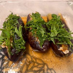 08gummy29の作ってみた!投稿(レンジで簡単【丸ごと茄子のはさみ蒸し おろしぽん酢がけ】)