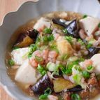 揚げ茄子と豆腐の小エビ餡かけ