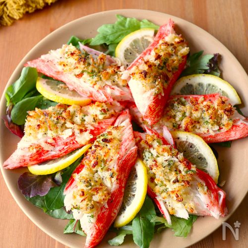 10分で完成!【カニかまの贅沢パン粉焼き】トースターで簡単♪