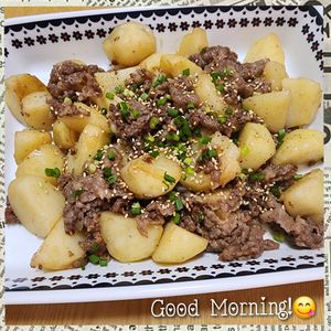 ナムディの作ってみた!投稿(牛こまとホクホクじゃがいものバター炒め)