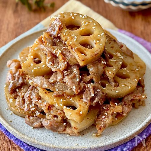 甘辛さっぱり♩豚肉とれんこんの甘酢炒め