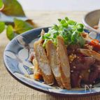 揚げ豚と牛蒡の葱だれ