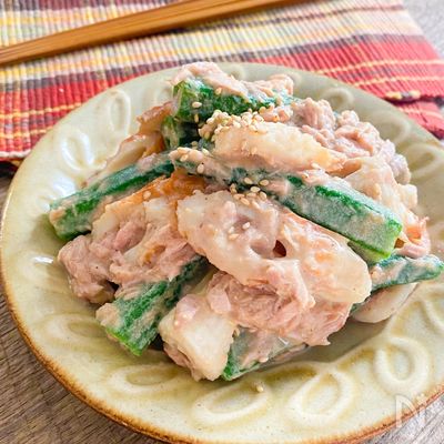 オクラとちくわの濃厚ツナごま和え☆