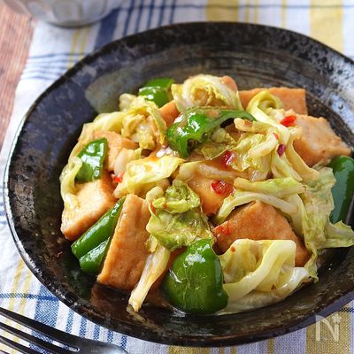 ボリューム副菜♪厚揚げの回鍋肉風