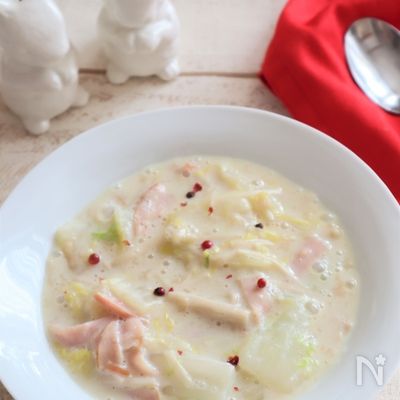 【ダイエット】白菜とえのきの豆乳クリームシチュー