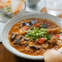 とろみ付け不要◎【米粉で熱々！トマト入り麻婆なす】