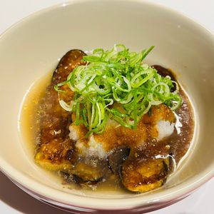 しーちゃんの作ってみた!投稿(焼肉屋さんの裏メニュー✨🤭✨なすのステーキ特製おろしダレ♪)