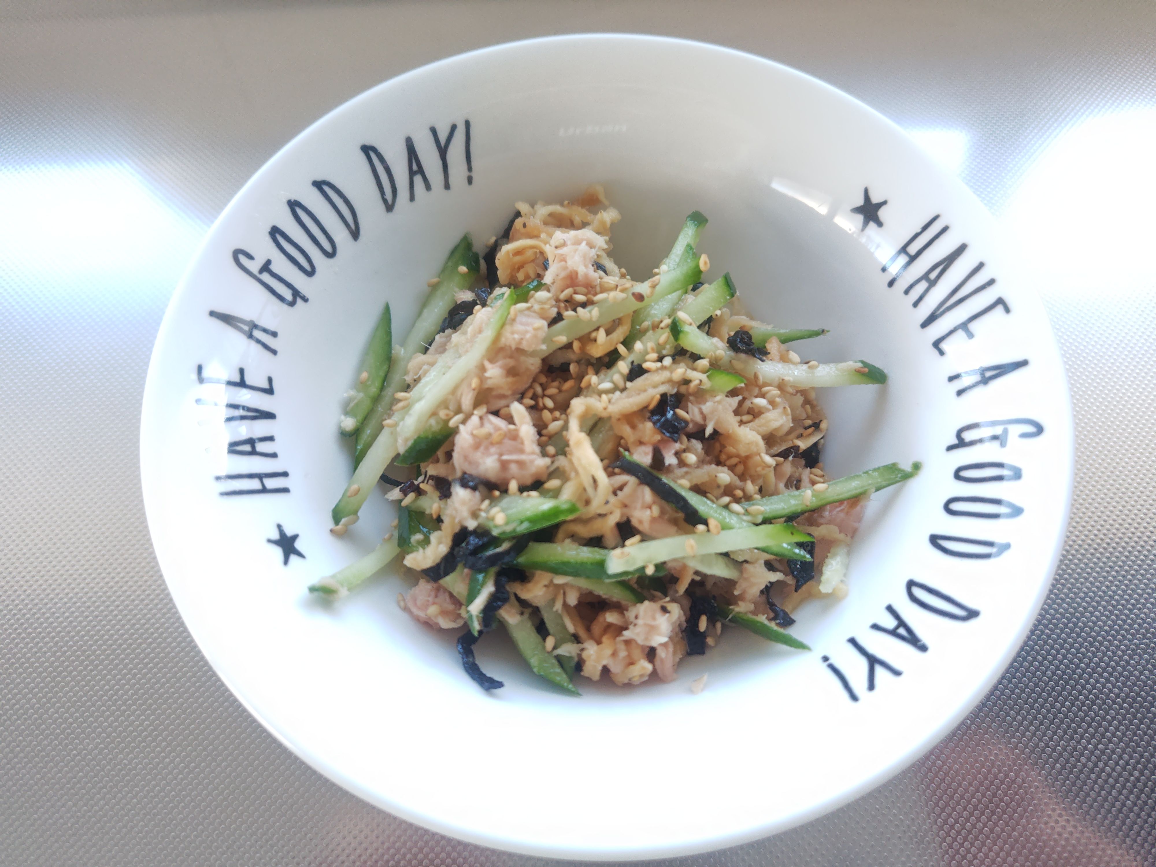 切り干し大根とツナきゅうり塩昆布の無限サラダ｜水戻し不要！の作って