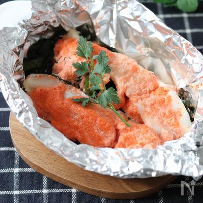 トースター任せで超簡単♡たらの明太マヨホイル焼き