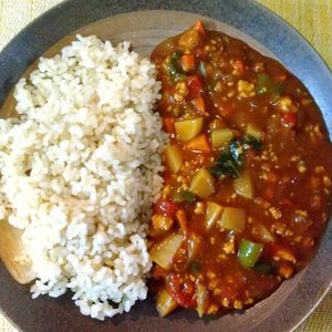 チョロリスの作ってみた!投稿(【ひき肉のトマトカレー】ルウで簡単!コク旨野菜カレー♡)