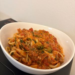 いちごの作ってみた!投稿(革命的にうまい♡『鯖缶ときのこの革命トマトパスタ』)