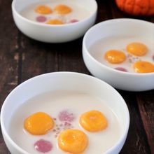 温かくして食べたい【かぼちゃの白玉*ココナッツミルク汁粉】