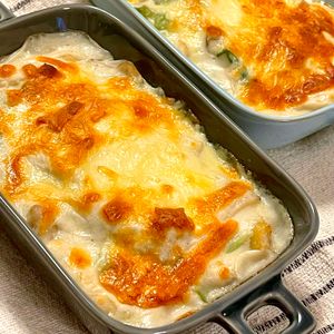 michuの作ってみた!投稿(ほっこり♡長ねぎと舞茸のチキングラタン)