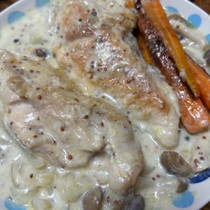 ゆくゆくの作ってみた!投稿(鶏むね1枚で！ビストロ級マスタードクリームチキン)
