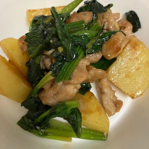 ミントミントの作ってみた!投稿(【豚じゃがとほうれん草の甘酢炒め】)