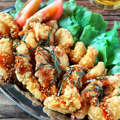 鶏むねでおつまみ【甘辛スティックチキン】